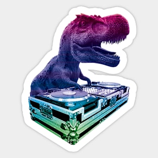 DJ T-Rex Rainbow Sticker